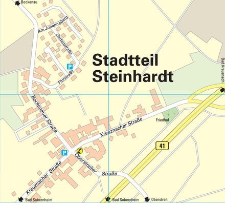 Übersicht Stadtplan des Bad Sobernheimer Stadtteils Steinhardt